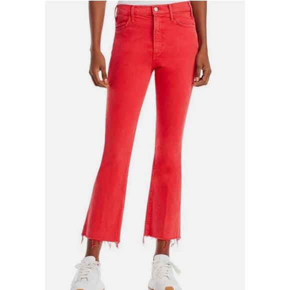 Mother Superior The Hustler Ankle Fray Jeans Colored Denim Mars Red Size 28 - Picture 1 of 13